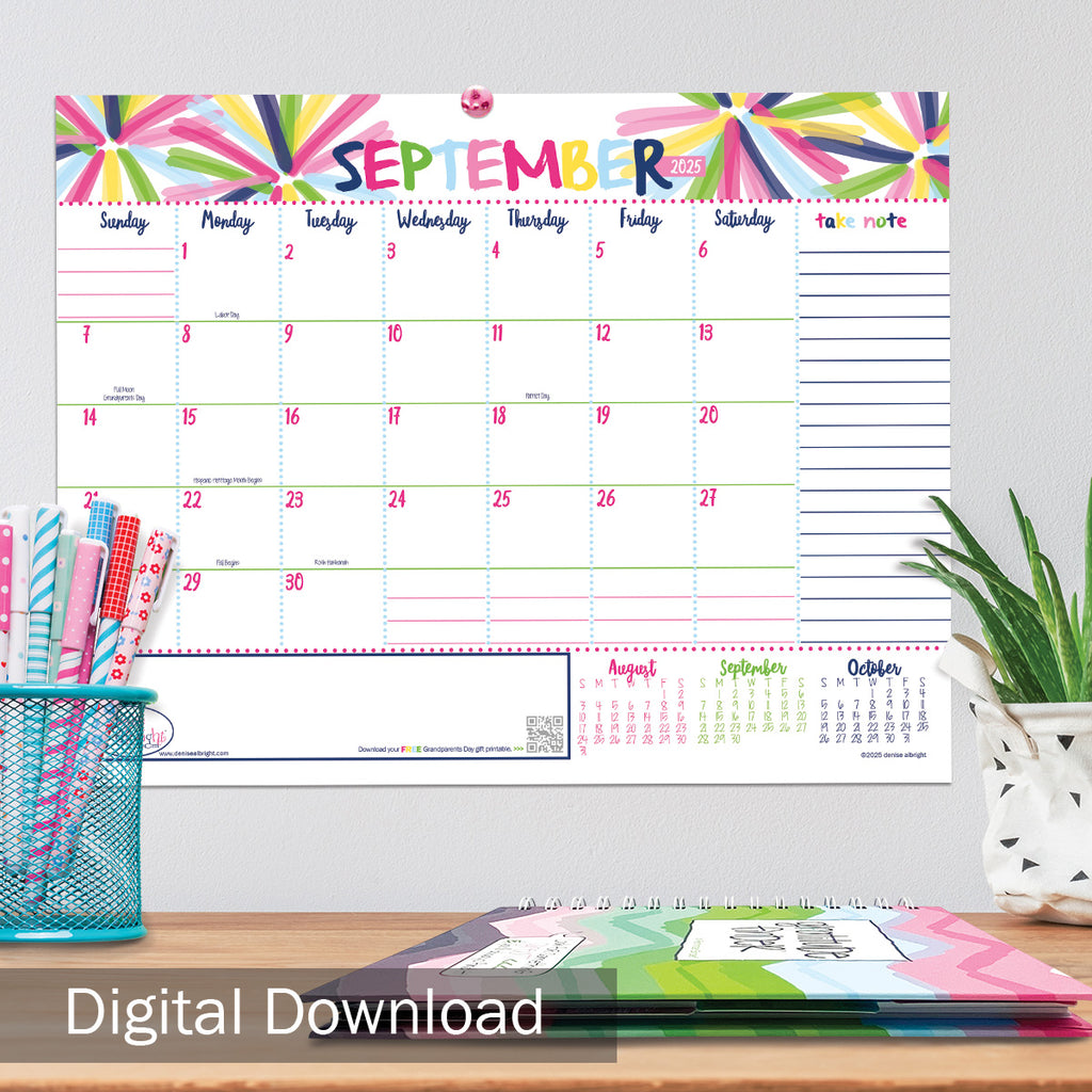 FREE Digital Download | September 2025 Monthly View Calendar | Print-ready, Delivered Instantly