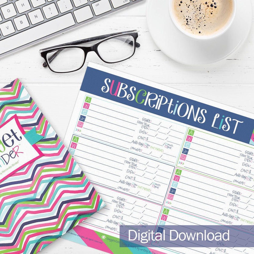 Free Digital Download | Subscription Worksheet for Busy Moms – Denise ...