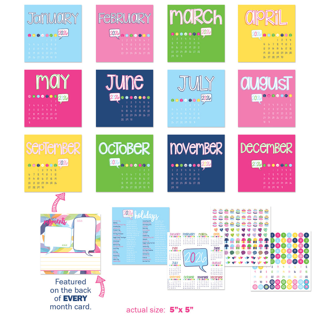 NEW! 2026 Mini Desktop Calendars | Stickers Included