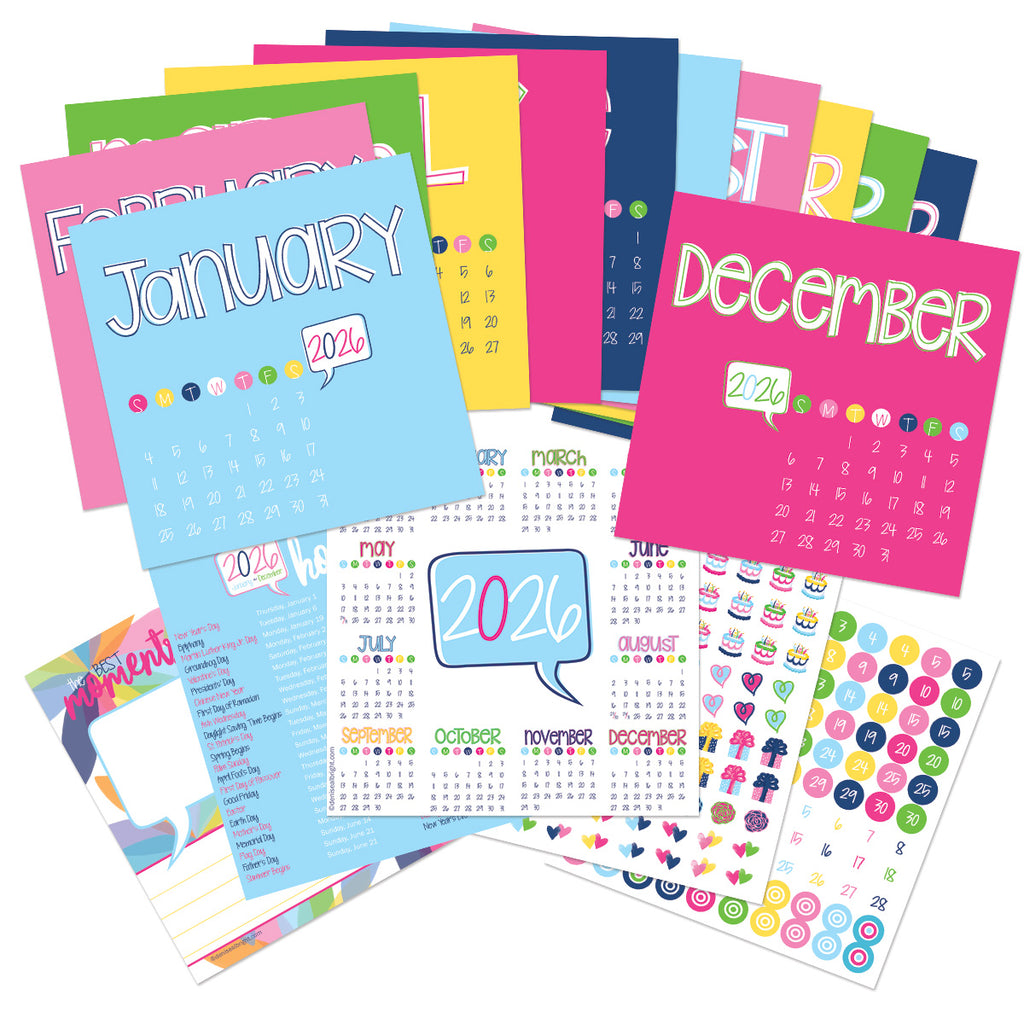 NEW! 2026 Mini Desktop Calendars | Stickers Included