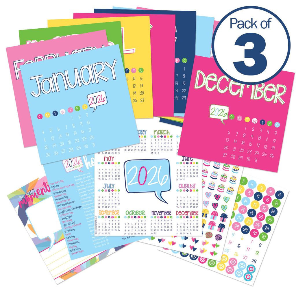 NEW! 2026 Mini Desktop Calendars | Stickers Included
