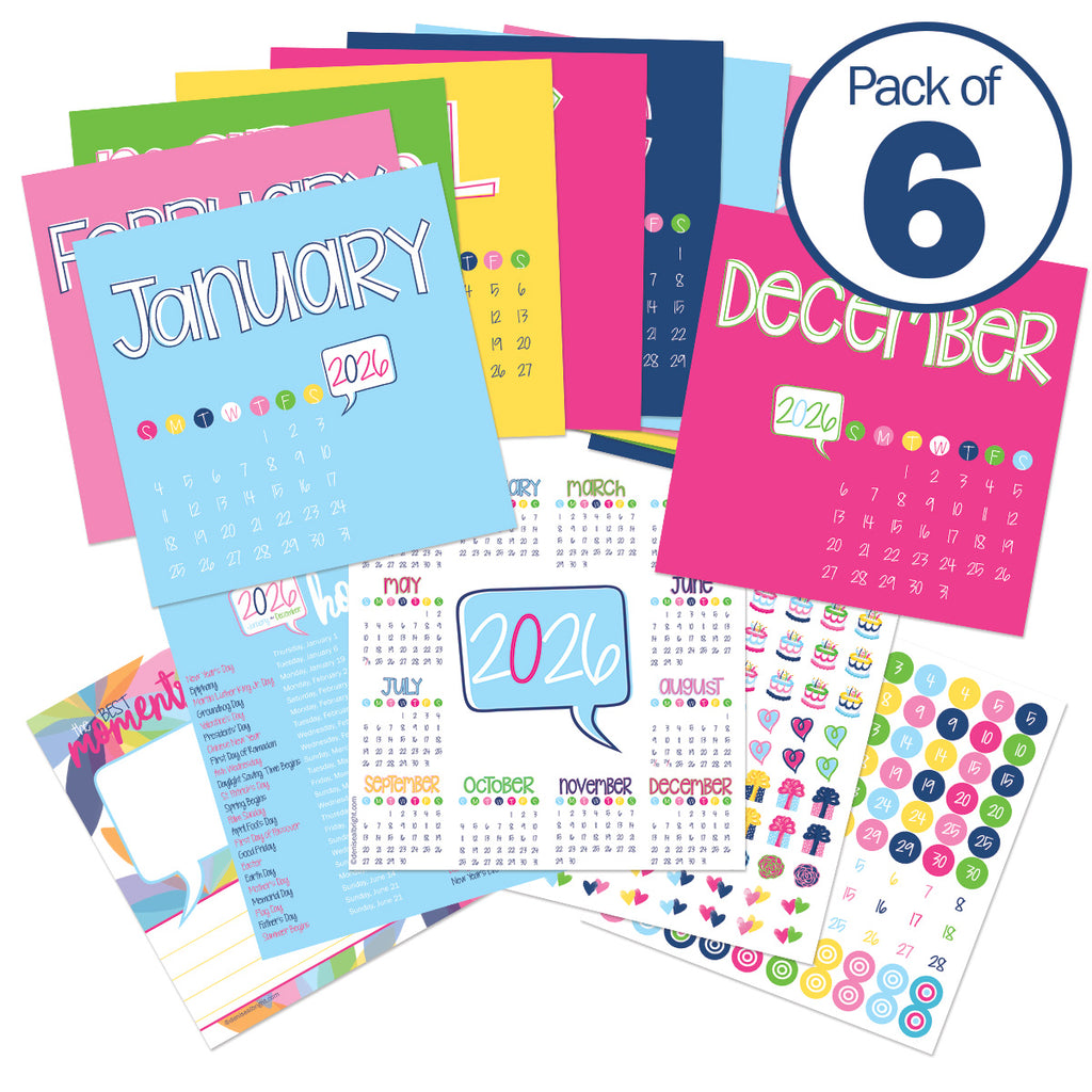 NEW! 2026 Mini Desktop Calendars | Stickers Included