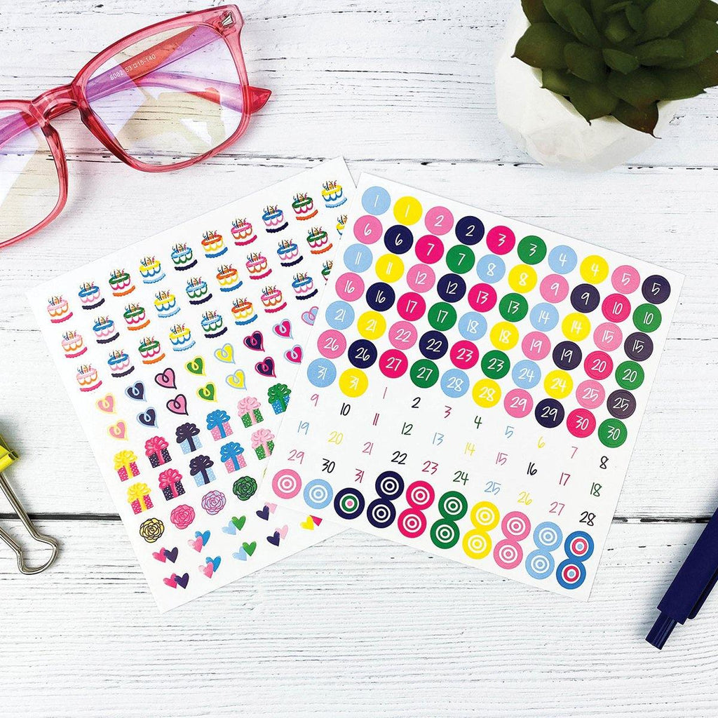 2023 Mini Monthly Desktop Calendar Set with 208 Stickers for Dates, Birthdays, Anniversaries, & More