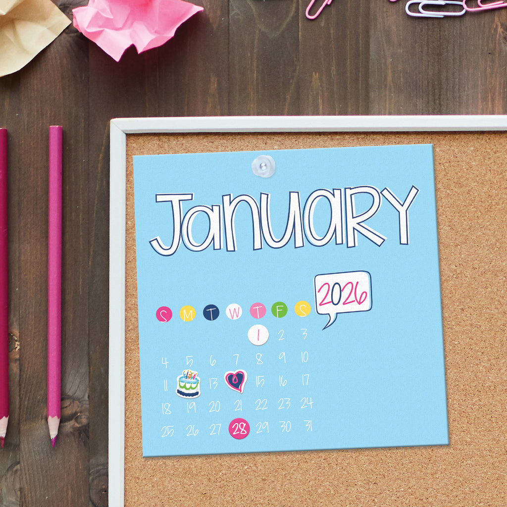 NEW! 2026 Mini Desktop Calendars | Stickers Included