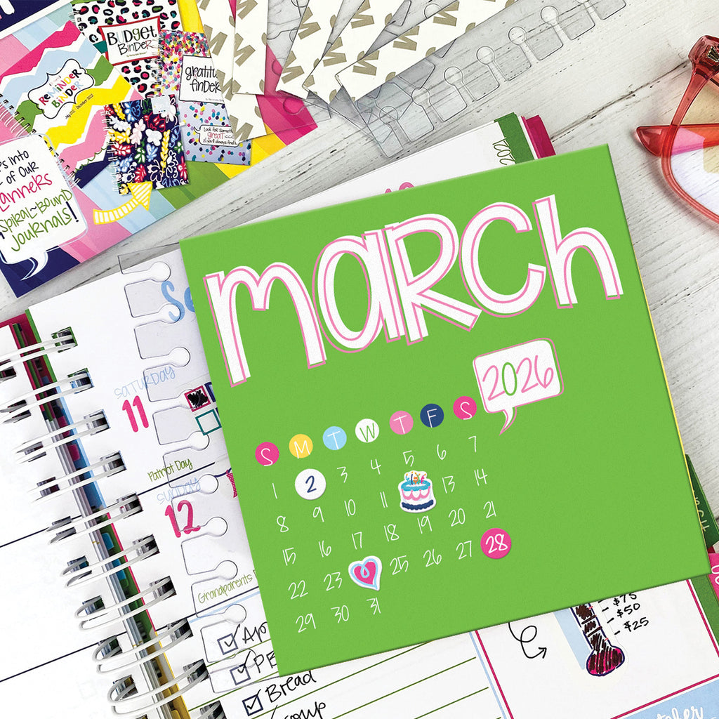 NEW! 2026 Mini Desktop Calendars | Stickers Included
