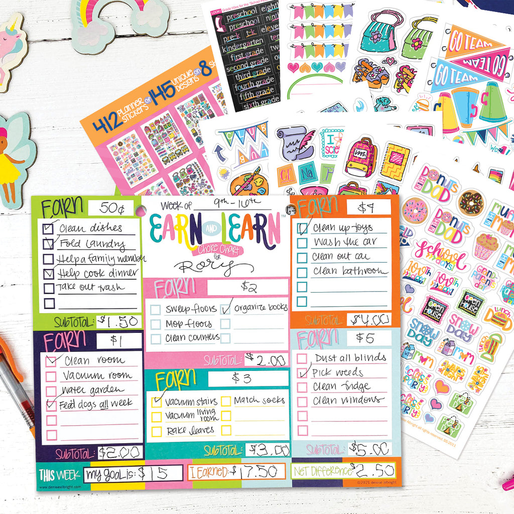 DOORBUSTER! Earn & Learn® Kids Money Management Chore Chart Pad + Sticker Bundle | Save 64%