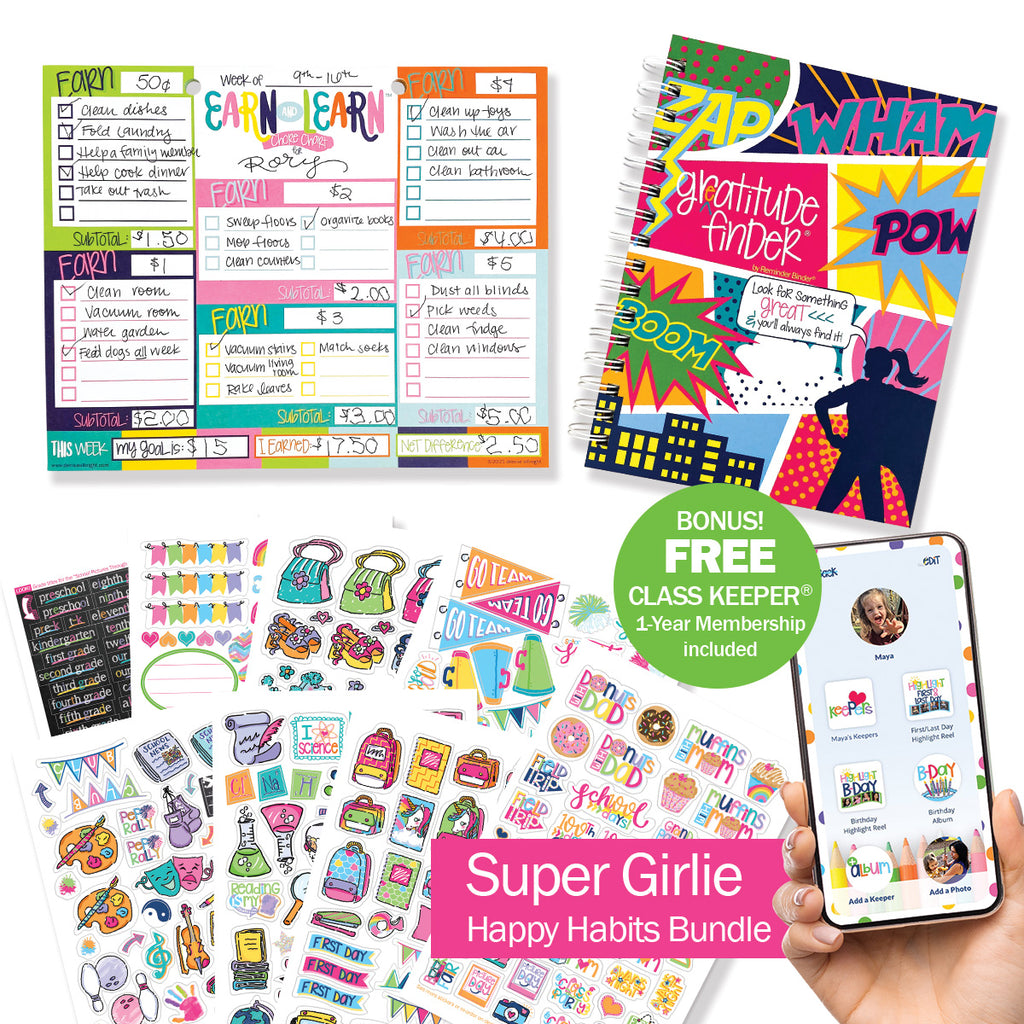 NEW! Happy Habits Bundle for Kids | Chore Chart, Gratitude Journal & Stickers + BONUS App Membership | Teach Responsibility & Positivity | HOT DEAL | No Code Needed