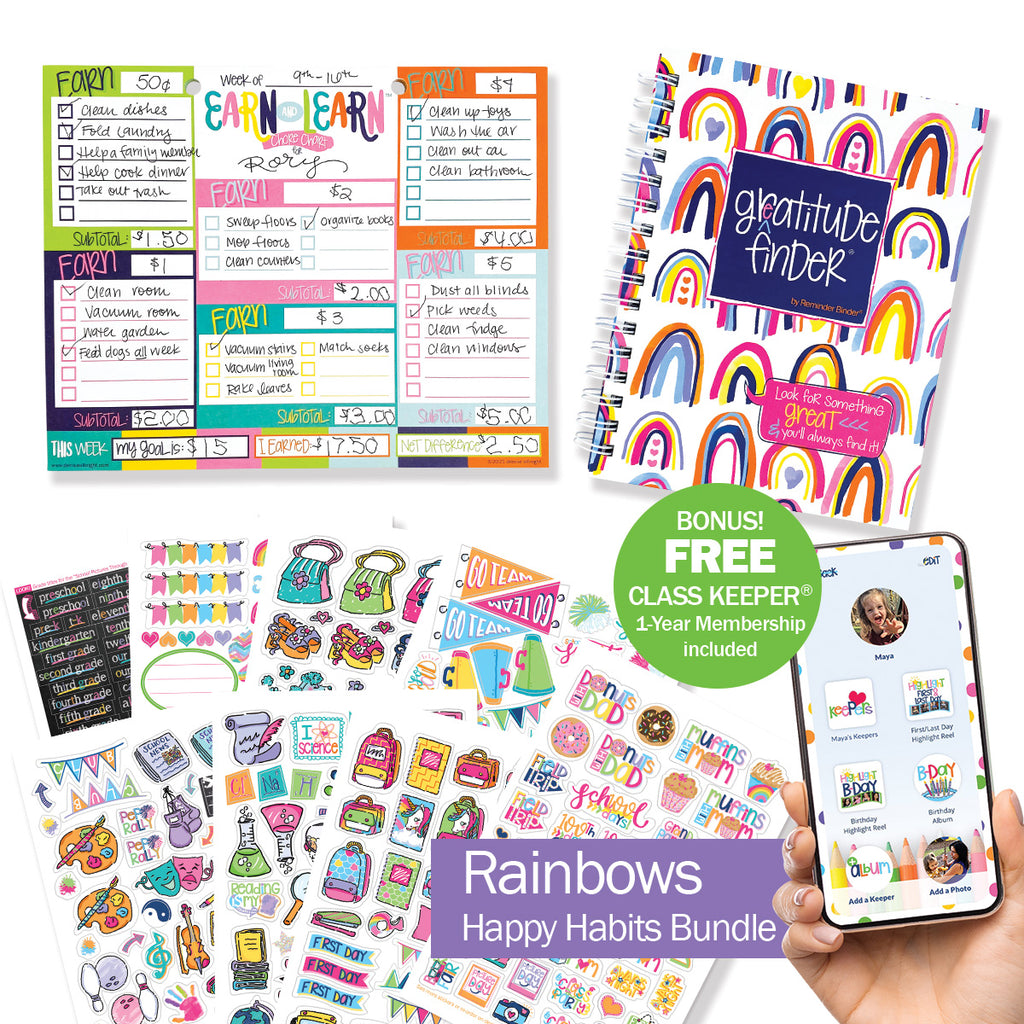 NEW! Happy Habits Bundle for Kids | Chore Chart, Gratitude Journal & Stickers + BONUS App Membership | Teach Responsibility & Positivity | HOT DEAL | No Code Needed