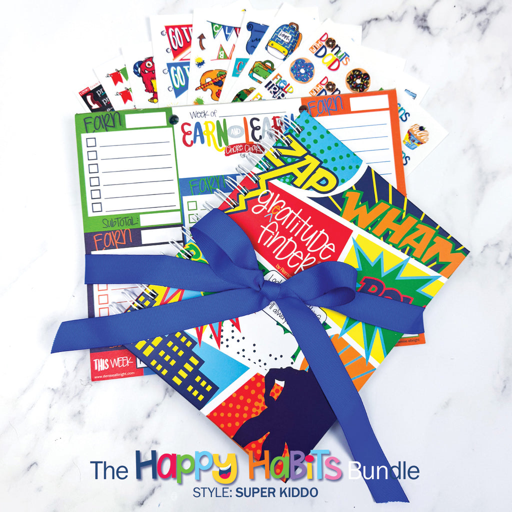 NEW! Happy Habits Bundle for Kids | Chore Chart, Gratitude Journal & Stickers + BONUS App Membership | Teach Responsibility & Positivity | HOT DEAL | No Code Needed