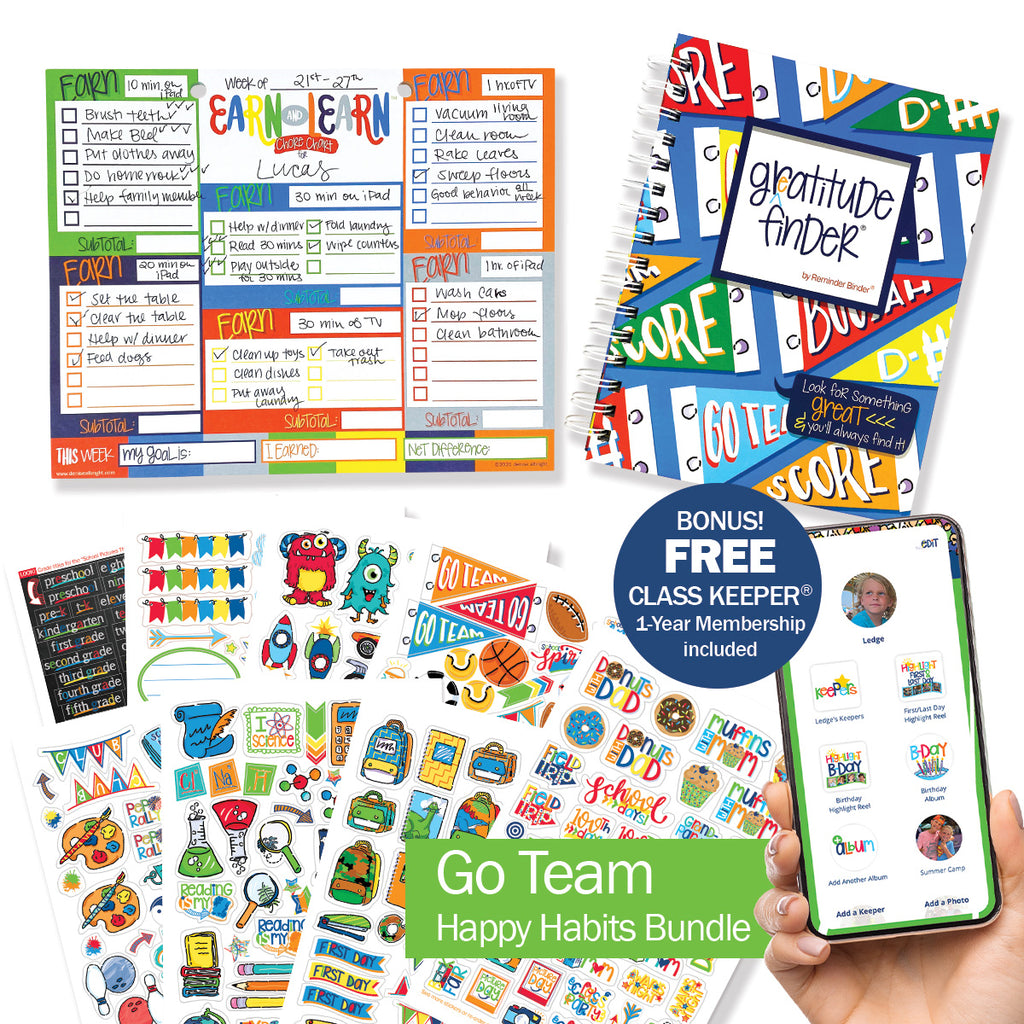 NEW! Happy Habits Bundle for Kids | Chore Chart, Gratitude Journal & Stickers + BONUS App Membership | Teach Responsibility & Positivity | HOT DEAL | No Code Needed