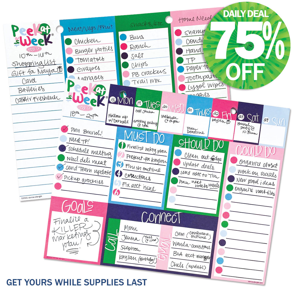 Peek at the Week® Weekly Planner Pad | Preppy 'n' Pink | Daily Deal | 2/4/25