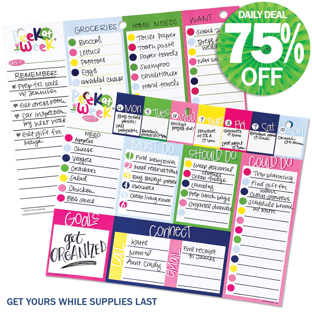 Peek at the Week® Weekly Planner Pad | Bright & Cheery | Daily Deal | 10/22/24