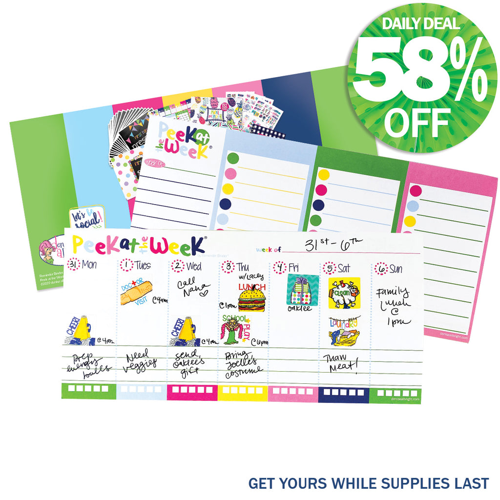 MINI Peek at the Week® Planner Pad | Bright & Cheery | Daily Deal | 10/22/24