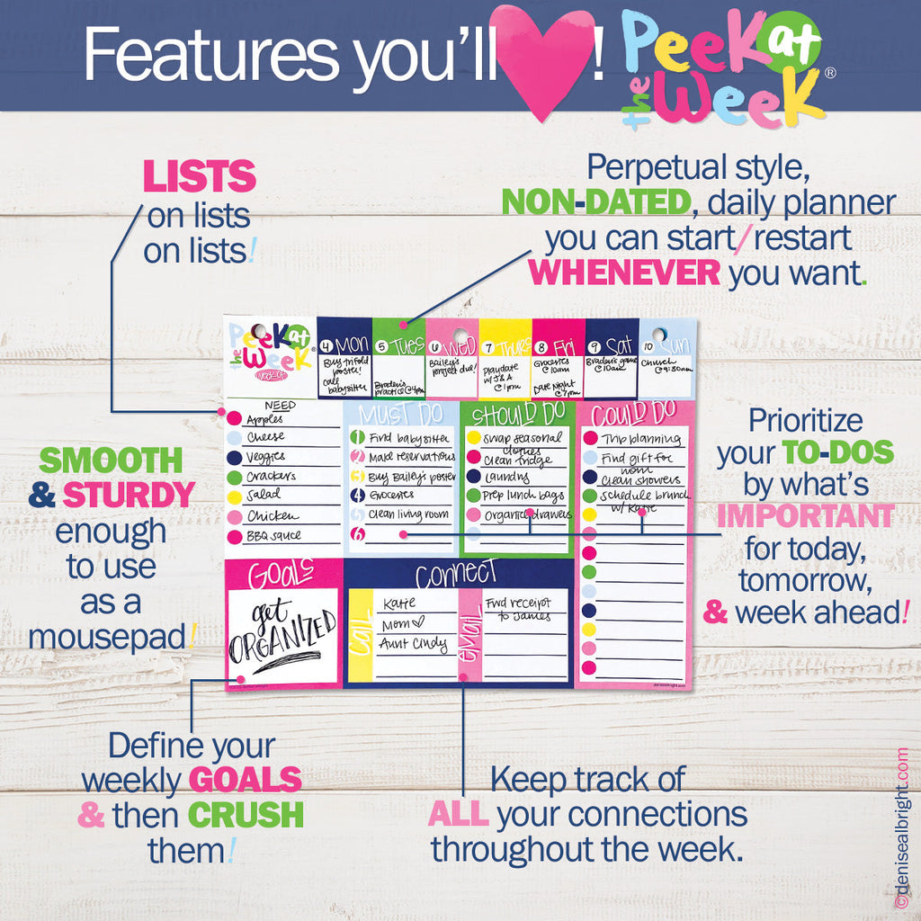 Peek at the Week® Weekly Planner Pad | Bright & Cheery | Daily Deal | 10/22/24