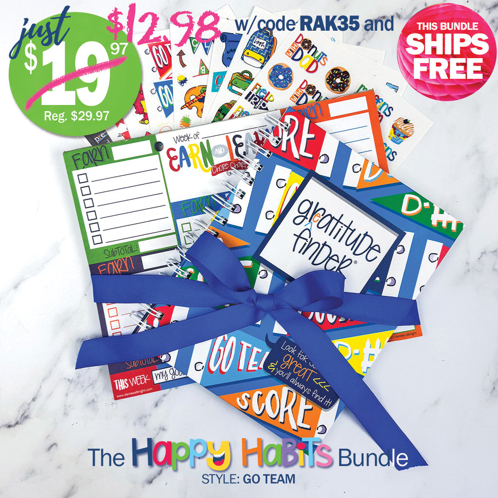 NEW! Happy Habits Bundle for Kids | Chore Chart, Gratitude Journal & Stickers + BONUS App Membership | Teach Responsibility & Positivity | HOT DEAL | No Code Needed