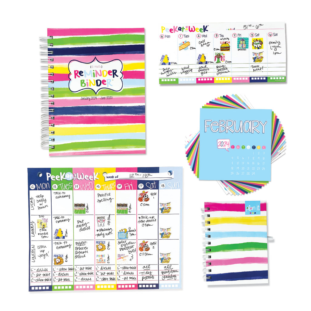 Dream Planner Bundle | 2024-25 Reminder Binder® + 2 Planner Pads, Pocket Notebook & Mini Desktop Calendar