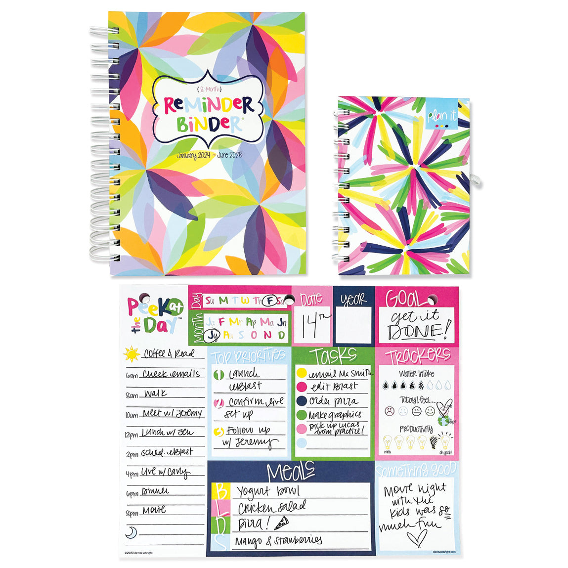 Reminder Binder 2024-2025 Planner; 18-Month Calendar with Budget Planner Stickers (Ribbons), Size: 8.5 x 7.25 x 1.25