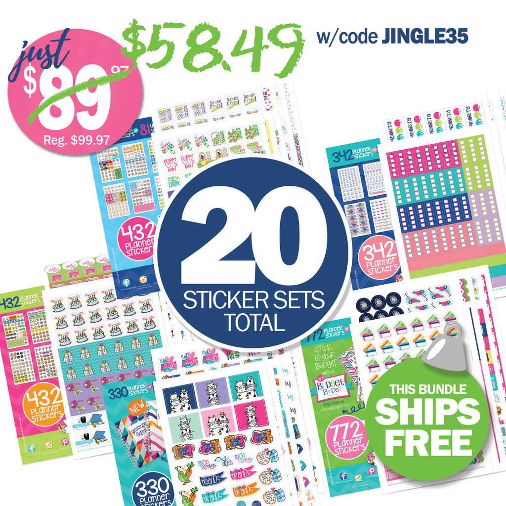 Bundle of 20 Sticker Sets | Best Planner Stickers | Family, Work, To-Dos, Events, Goals