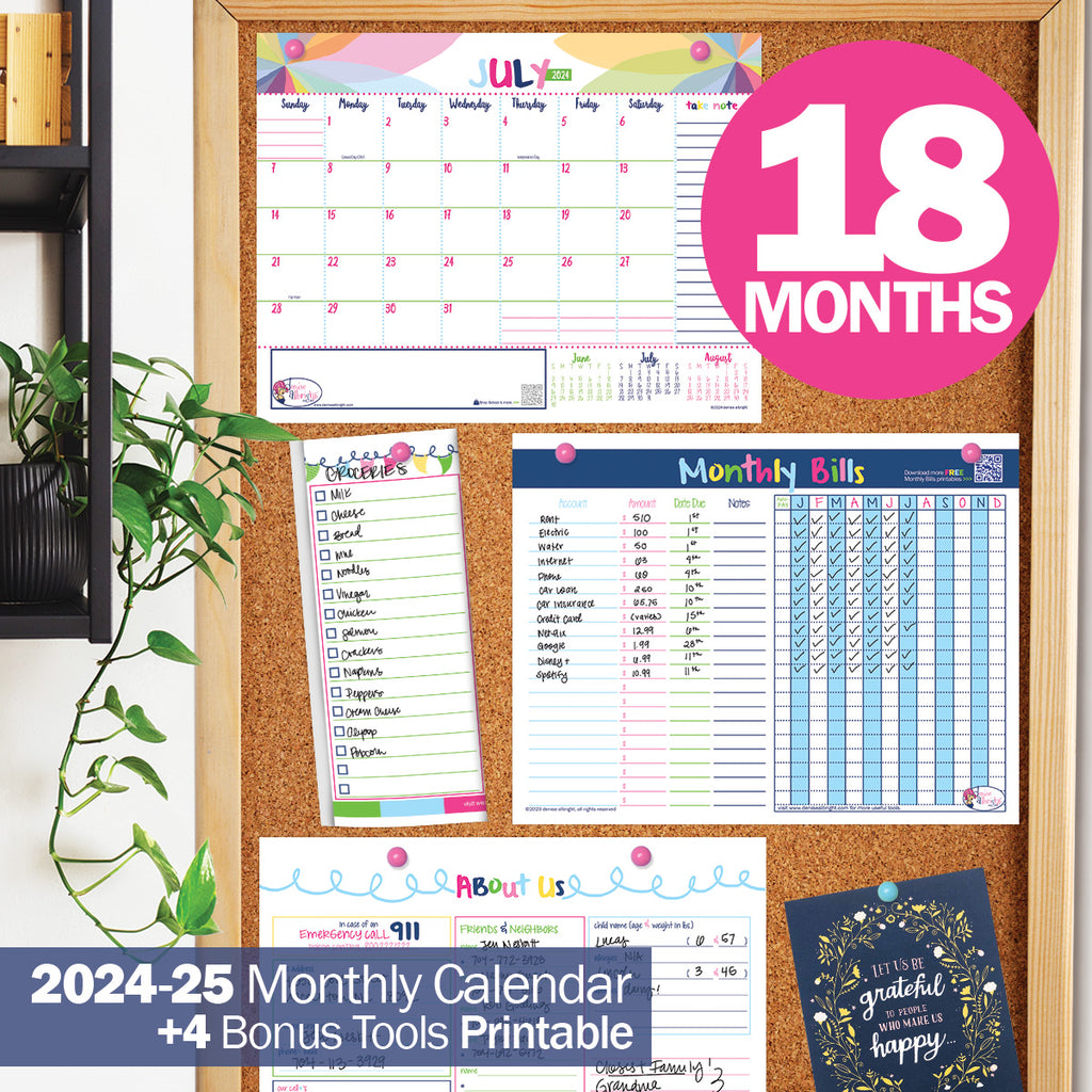 NEW! Printable 2024-25 Calendar | July 2024 - December 2025 | Bonus Tools | Print-ready, Delivered Instantly