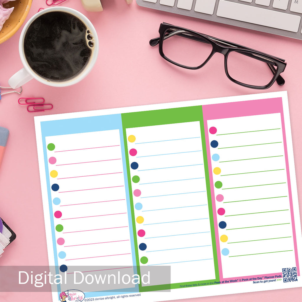 FREE Digital Download | Lists and More Lists | All Bright & Cheery | Print-ready, Delivered Instantly