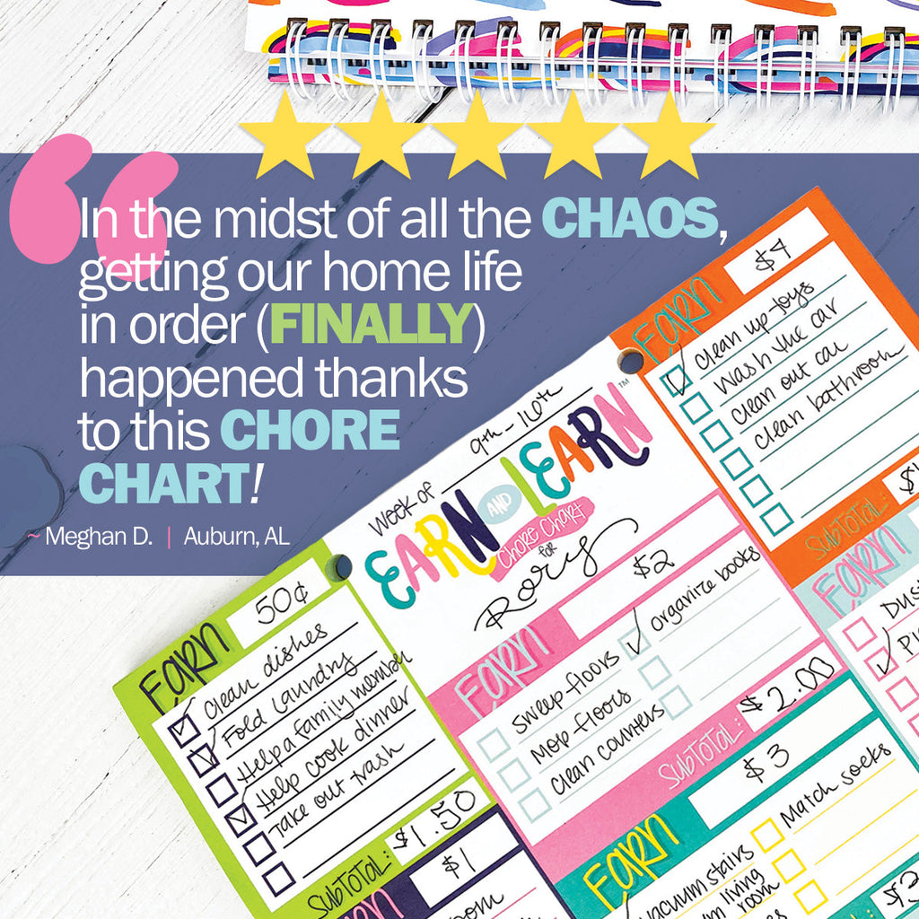 Kids Chore Chart Earn & Learn® Money Management Pad | Bloomin' Colors