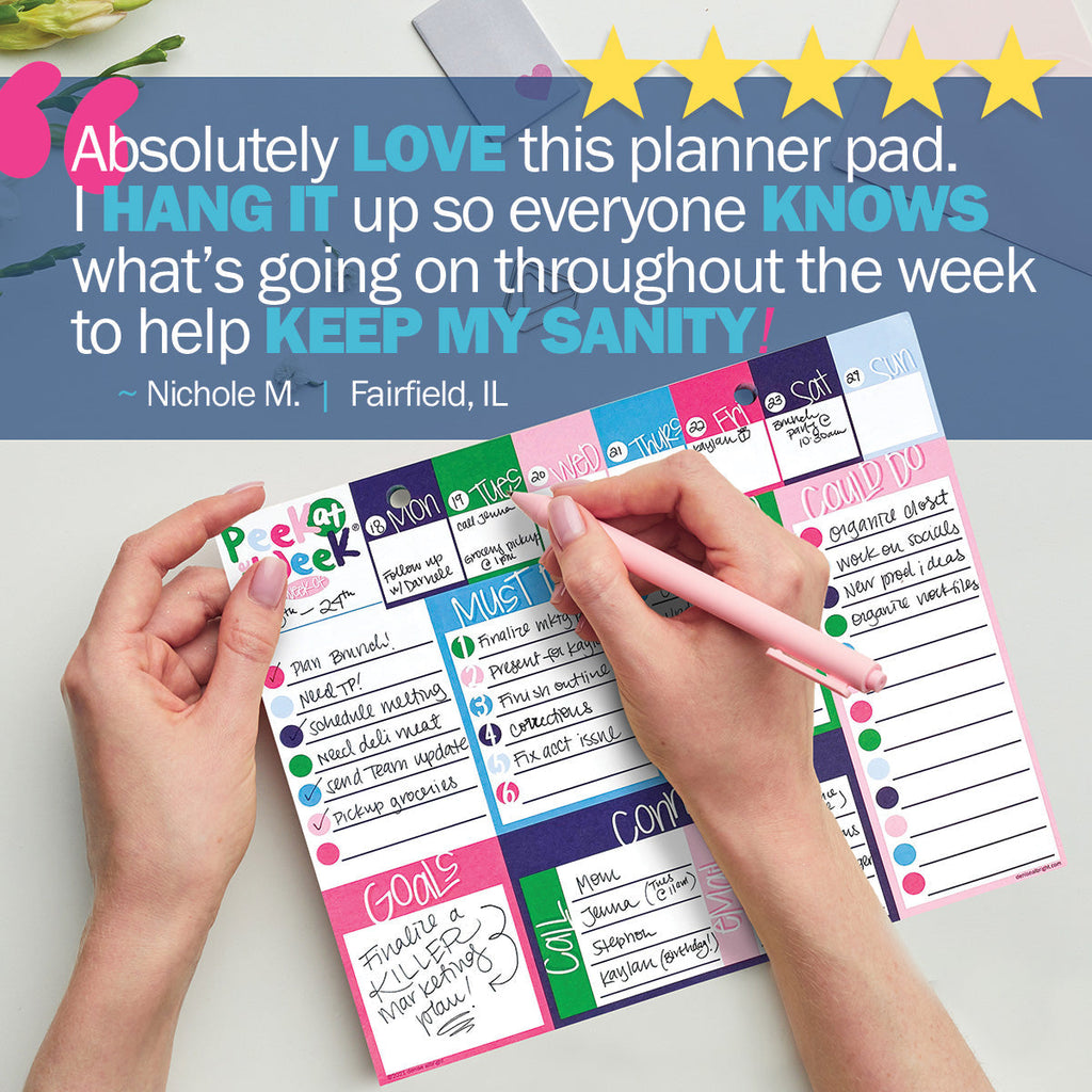 Peek at the Week® Weekly Planner Pad | Preppy 'n' Pink | Daily Deal | 2/4/25