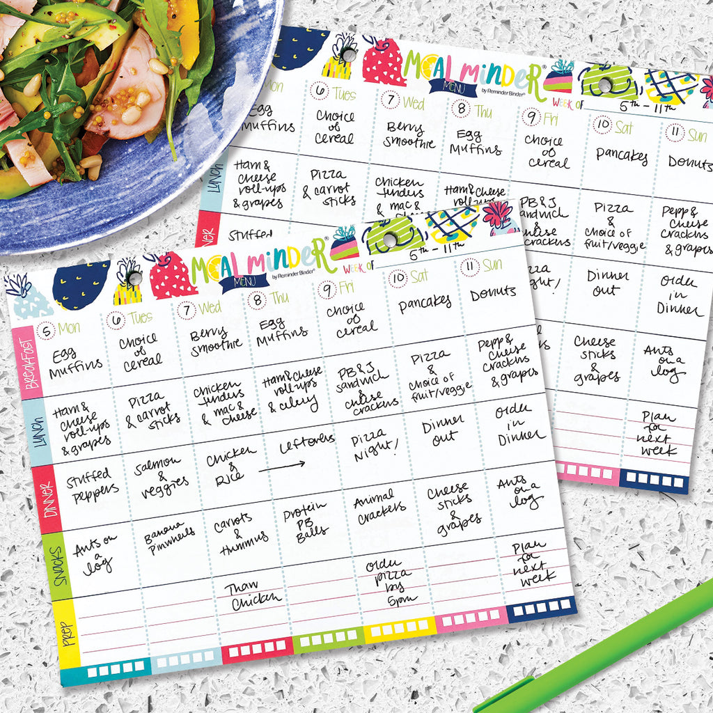 Bundle of TWO Meal Minder® Weekly Menu Planner Pad | Bonus Dry Erase Menu Board