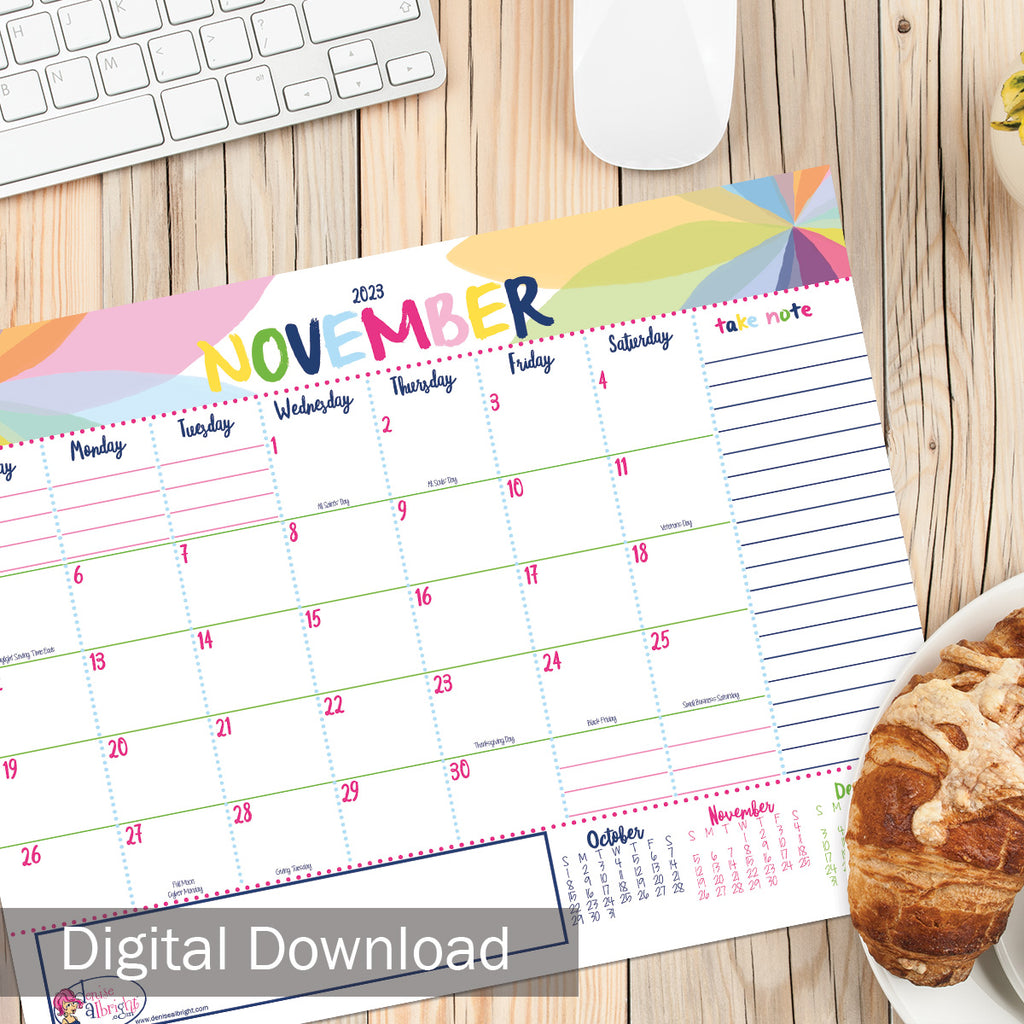 FREE Digital Download | November 2023 Monthly View Calendar | Print-ready, Delivered Instantly