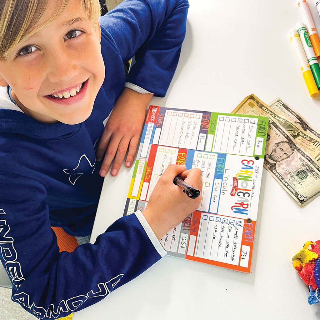 Kids Chore Chart Earn & Learn® Kids Money Management Chore Chart Pad | Dry Erase Savings Tracker for School Age Kids