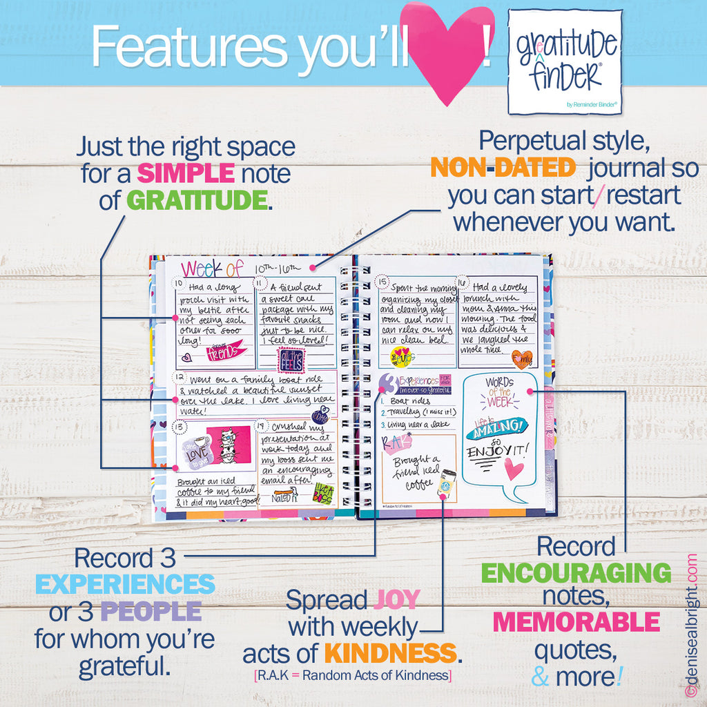 Gratitude Journal Grateful Heart Journal + Stickers Bundle | Gratitude Finder®