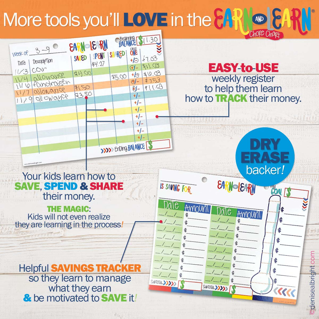Buy-the-Case BULK Kids Chore Chart Earn & Learn® Kids Money Management Chore Charts | Case of 38 Pads | Choose from (2) Styles