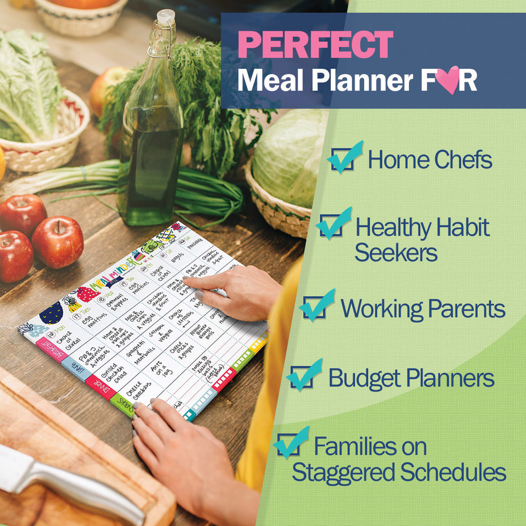 Bundle of TWO Meal Minder® Weekly Menu Planner Pad | Bonus Dry Erase Menu Board