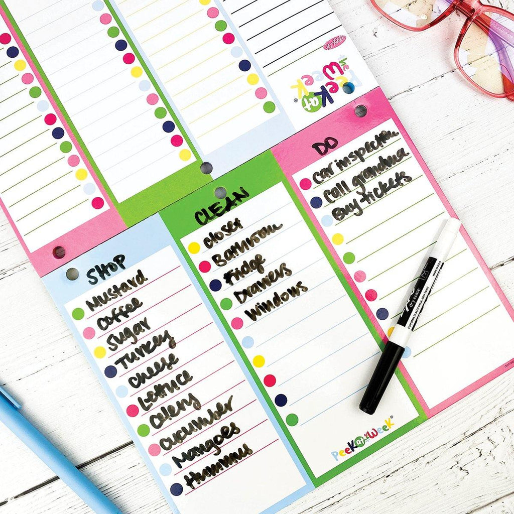 Peek at the Week® Weekly Planner Pad Set of TWO | Checklists, Priorities, Dry Erase Backer - Denise Albright® 