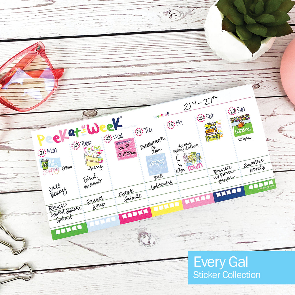 Mini Peek at the Week® Planner Pad + ONE Sticker Set Bundle | All Bright & Cheery