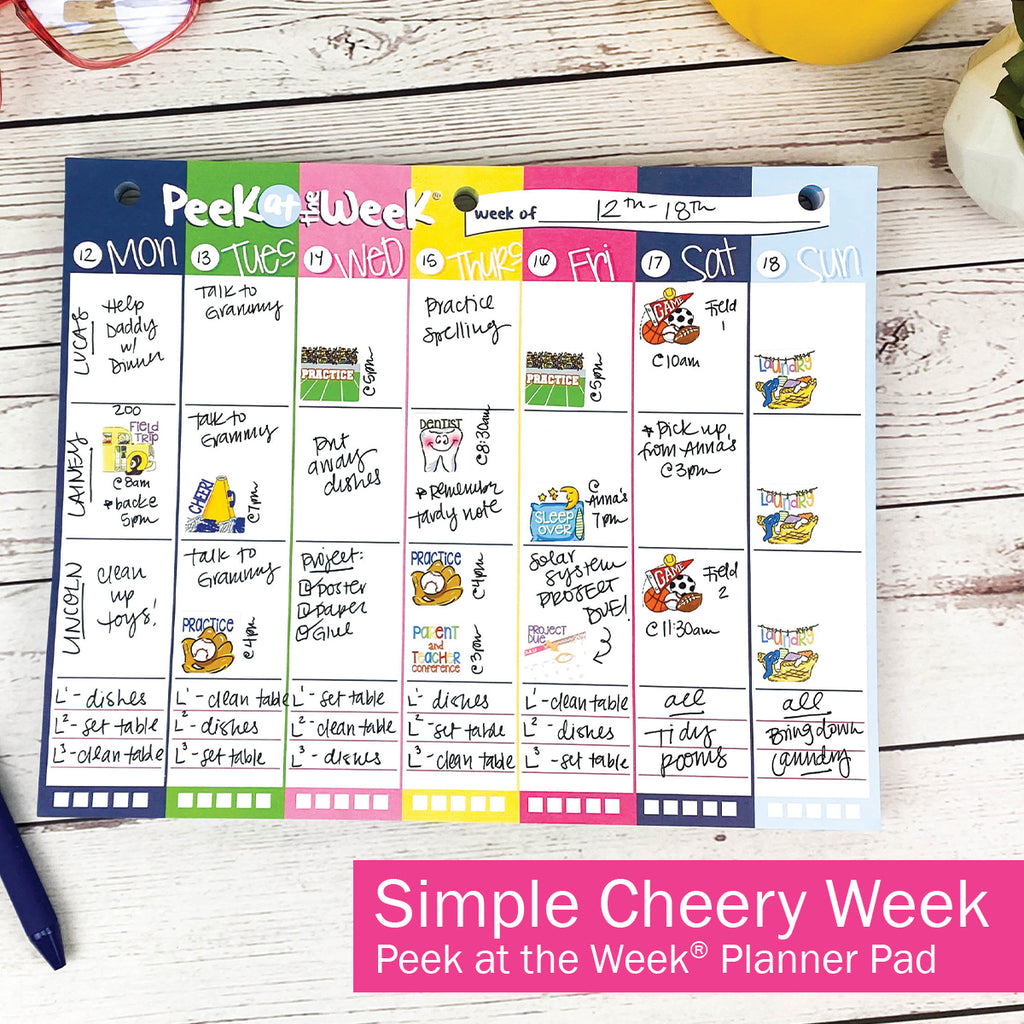 Buy-the-Case Peek at the Week® Weekly Planner Pad | Simple Cheery Week | Case of 38 Pads