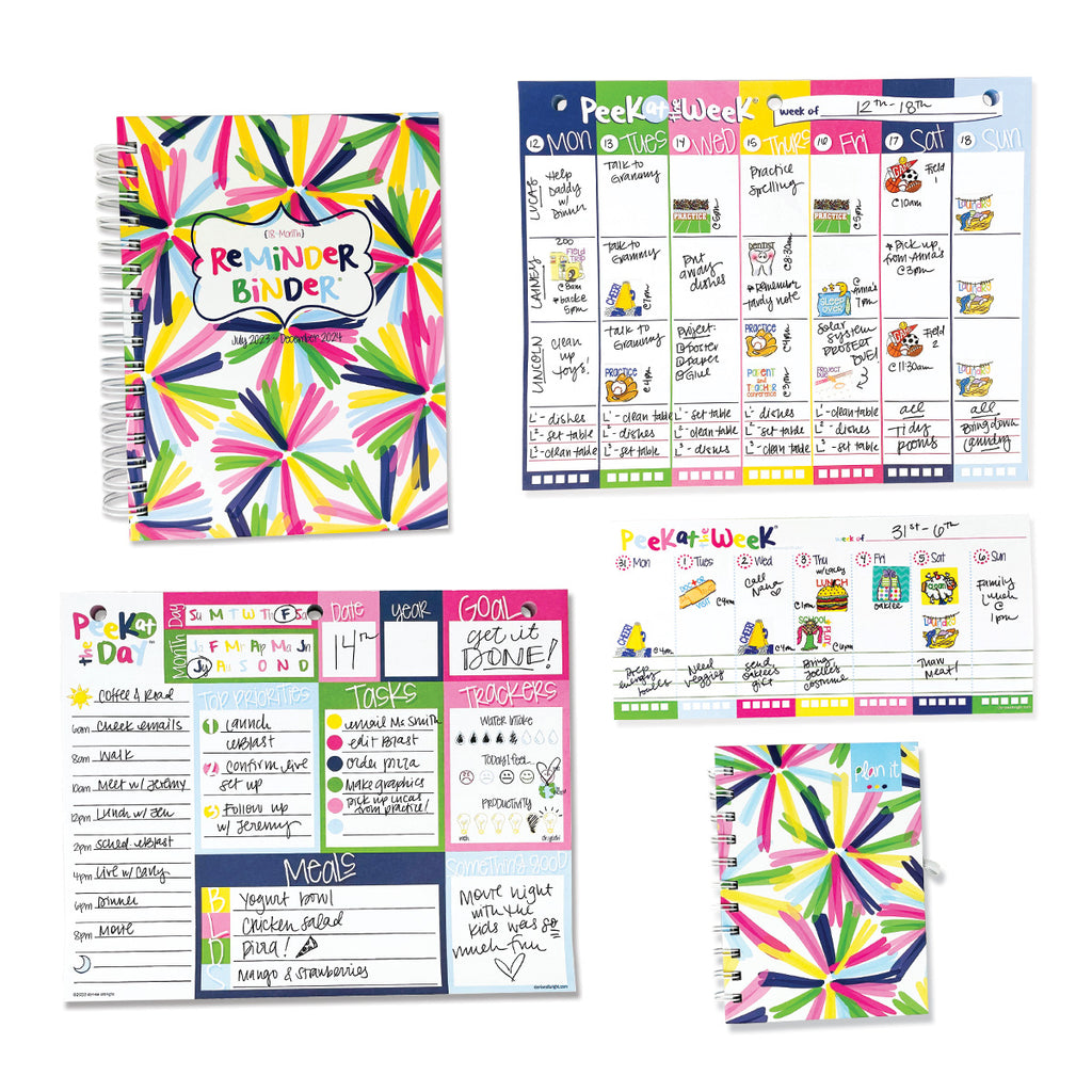 Bright & Cheery Bundle | 2023-24 Reminder Binder®+ [3] Planner Pads + Mini Notebook
