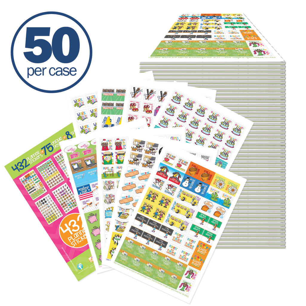  Bulk Dad Planner Stickers, Case of 50 Sticker Sets