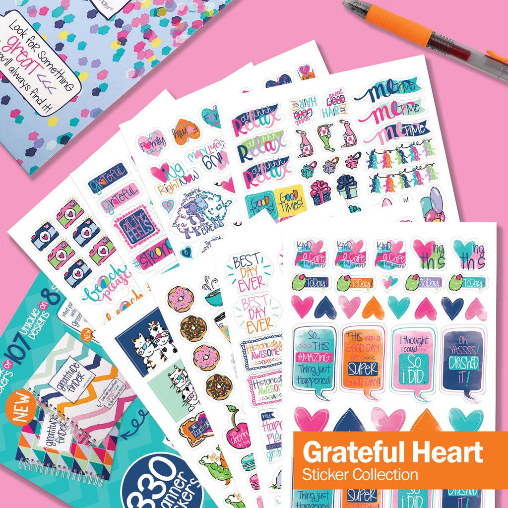 Bundle of 3 Grateful Heart Gratitude Sticker Sets | 330 Stickers per Set