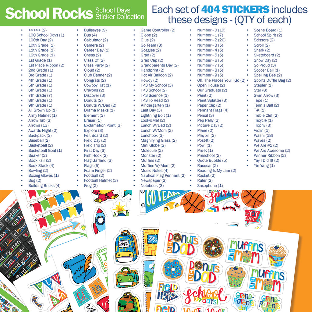 School Rocks Stickers | Kids School Class Keeper® Stickers Assorted Variety Set