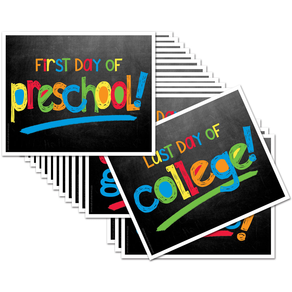 NEW HOT DEAL | First & Last Day of School Signs | Prop Deck | 16 Grade Levels Preschool to College | Primary Text