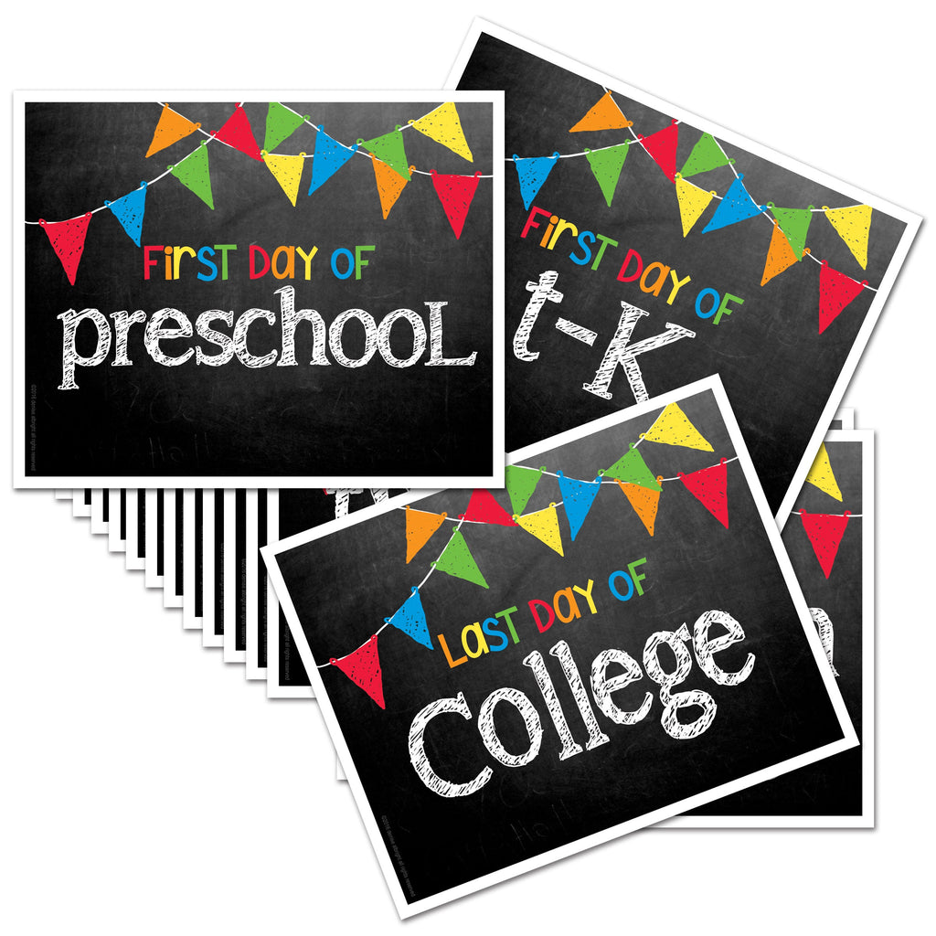 First & Last Day of School Signs | Photo Prop Deck | 17 Grades including T-K | (4) Styles - Denise Albright® 