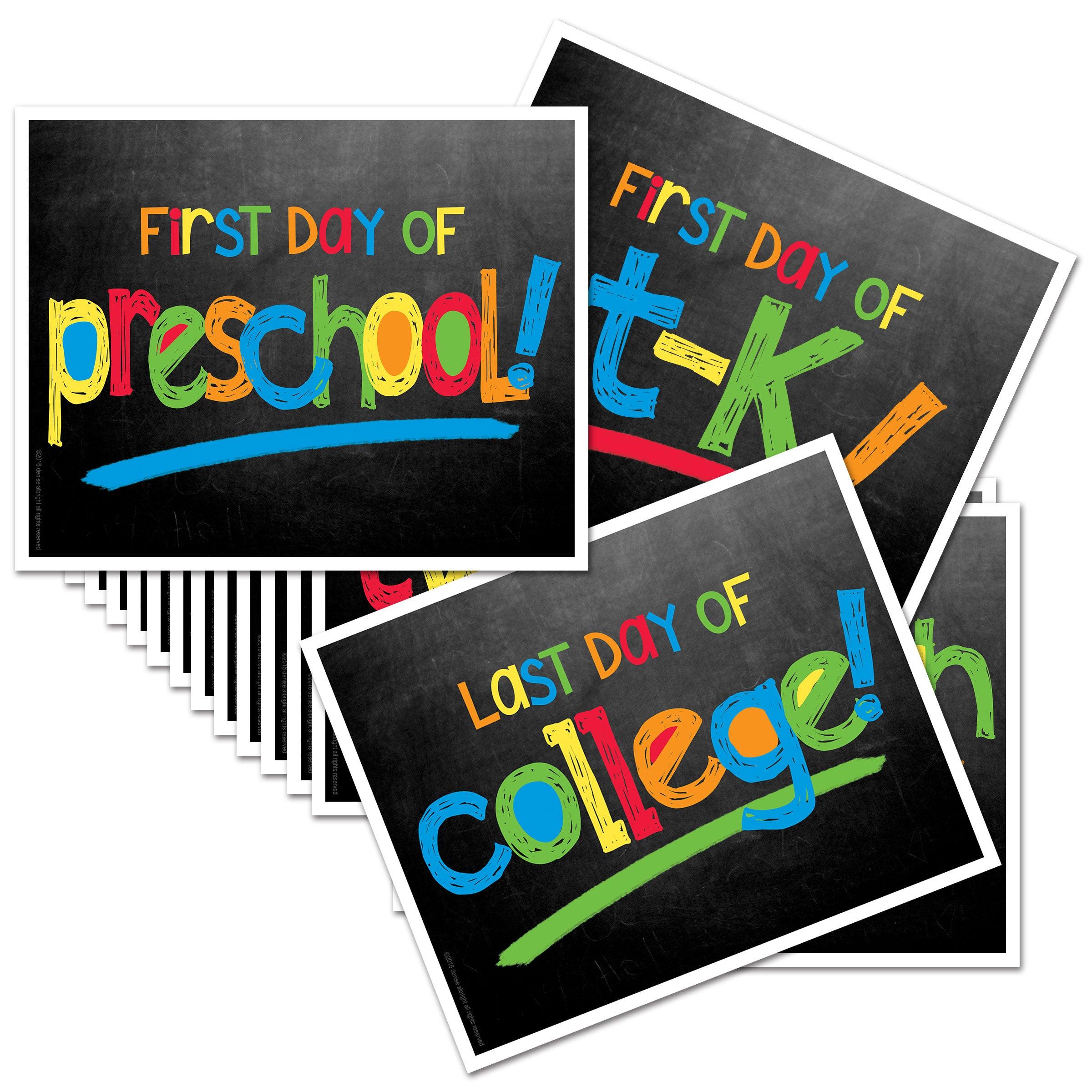First Day Of School Photo Prop Chalkboard Sign For Kids, Girls & Boys, My 1st Day Back To School Board Style Sign, Kindergarten, Preschool, Durable Aluminum Metal Milestone Large Tin Sign 8x12