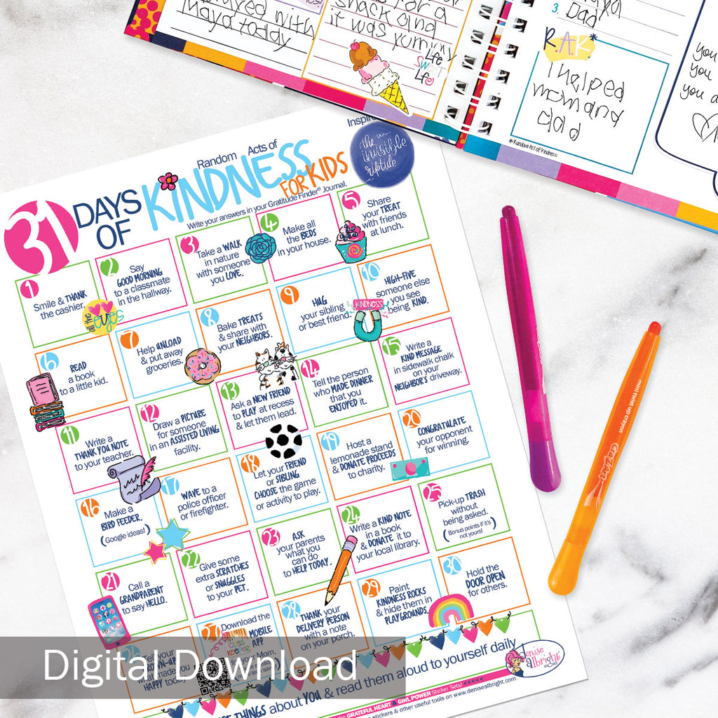 FREE Digital Download | 31 Days of Kindness Worksheet for Kids | Pastel | Print-ready, Delivered Instantly