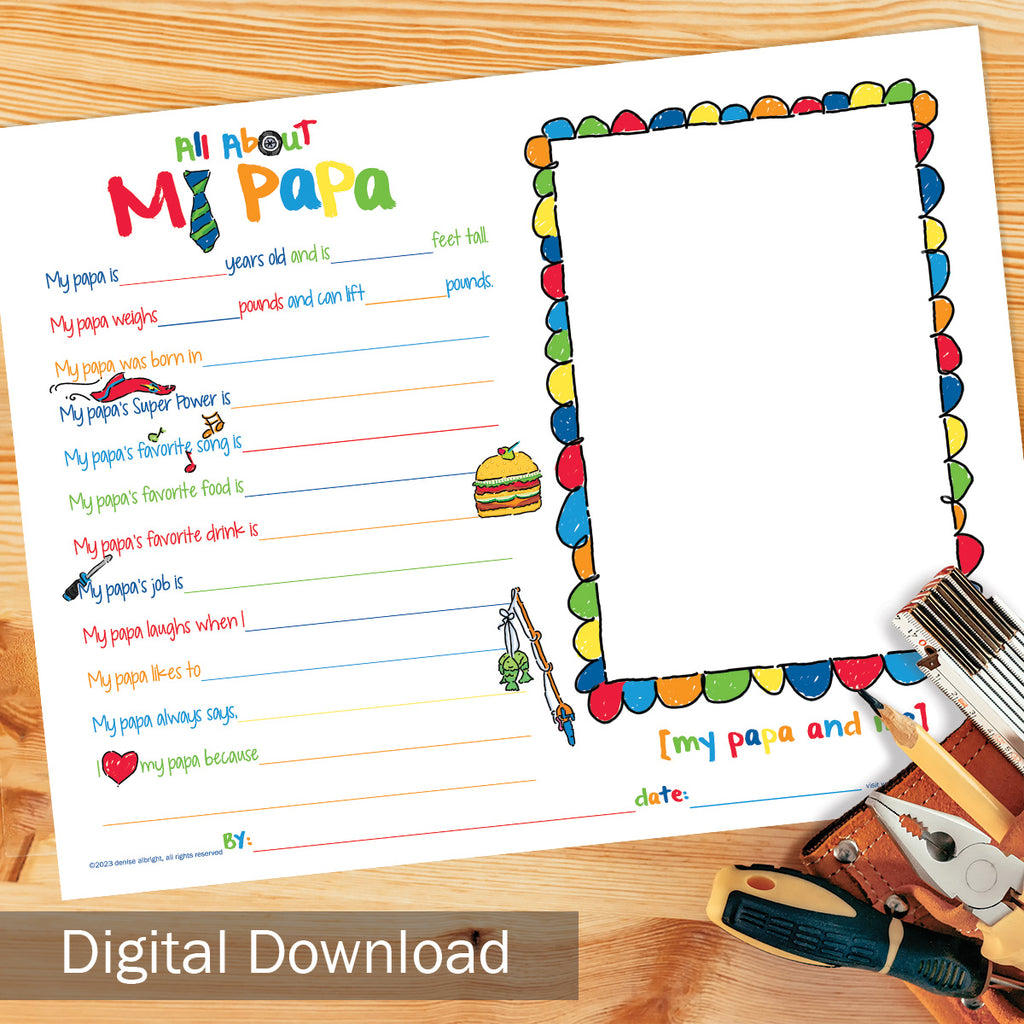 FREE Digital Download | About My Papa | Grandparents Day, Birthday Gift | Print-ready, Delivered Instantly