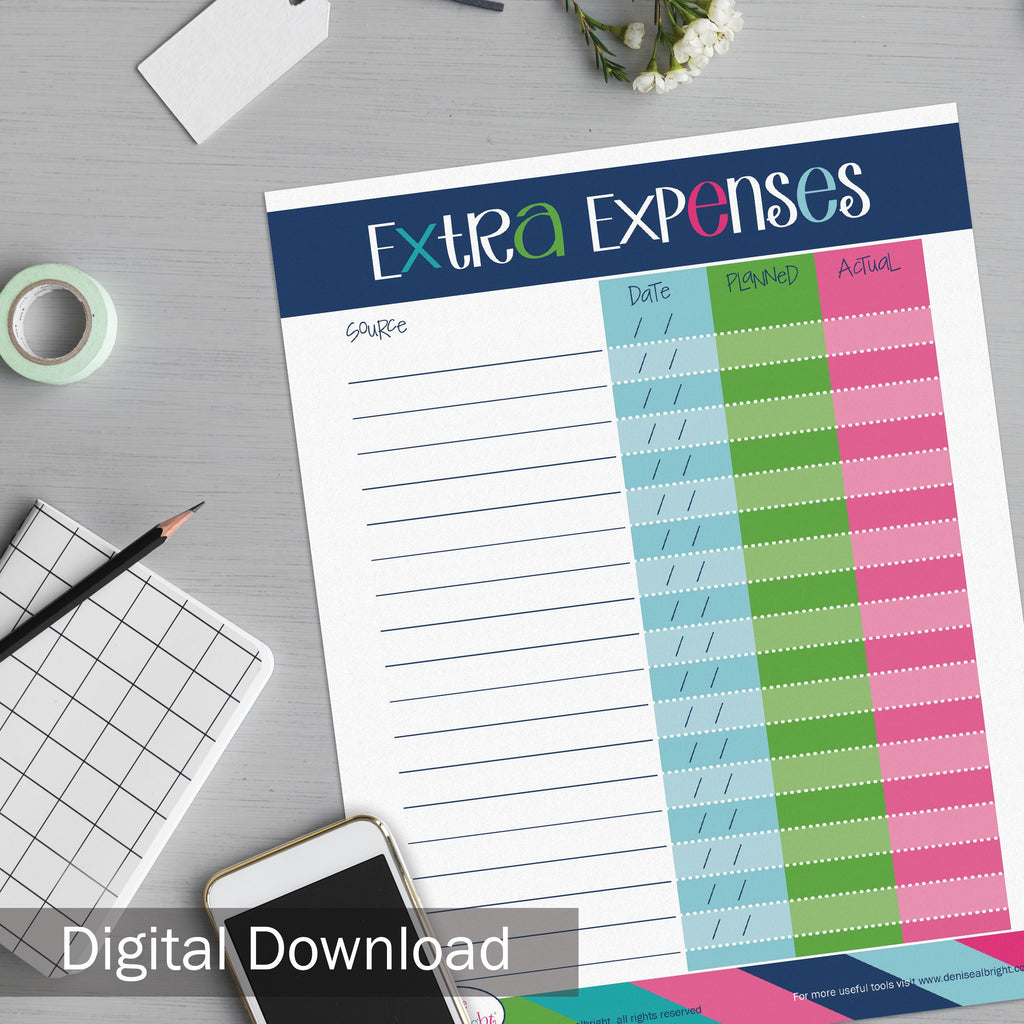 FREE Extra Expenses Worksheet Digital Download