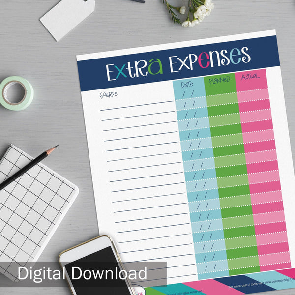 FREE Digital Download | Extra Expenses Worksheet | Print-ready, Delive ...