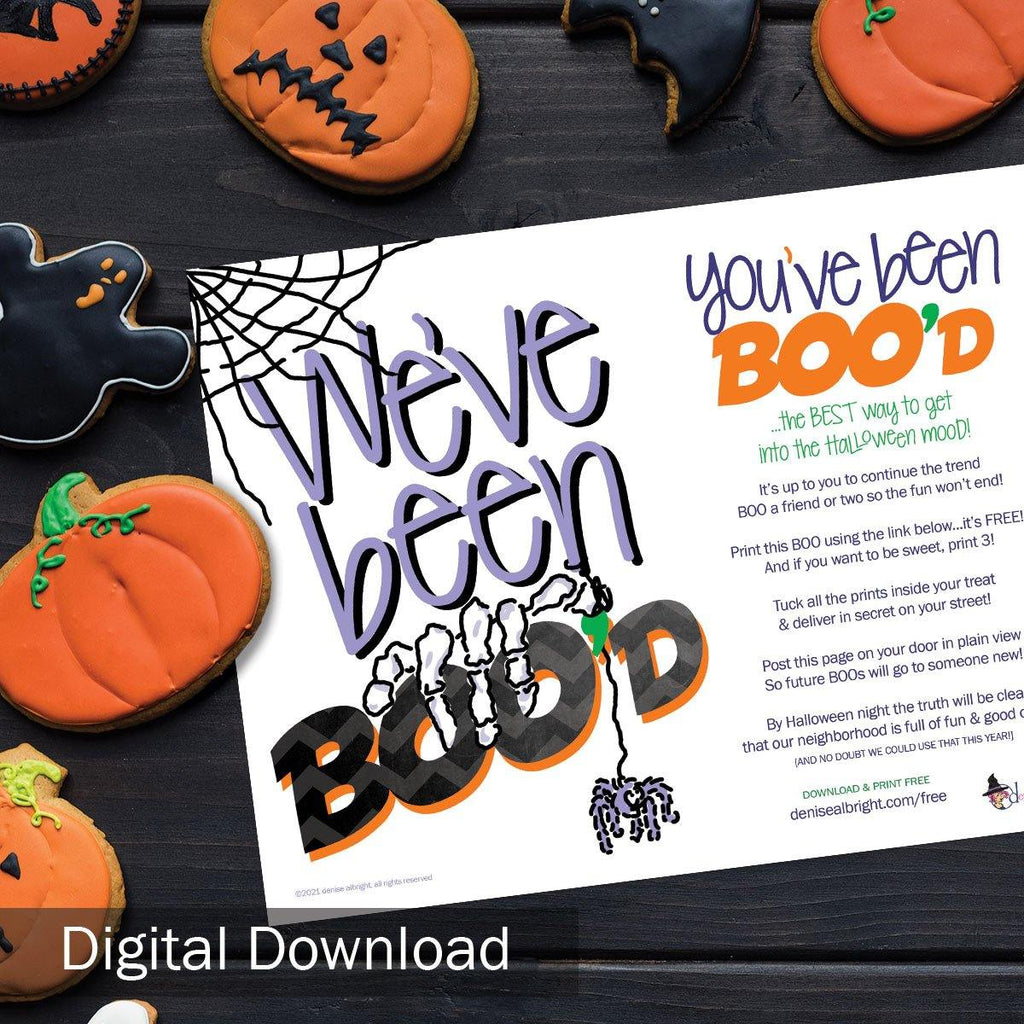 FREE Digital Download | Get Boo'd Skeleton Hand | Halloween Decor | Print-ready, Delivered Instantly - Denise Albright® 