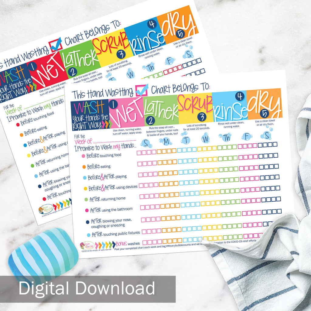 FREE Digital Download | COVID-19 Kids' Hand Washing Chart | Print-ready, Delivered Instantly - Denise Albright® 