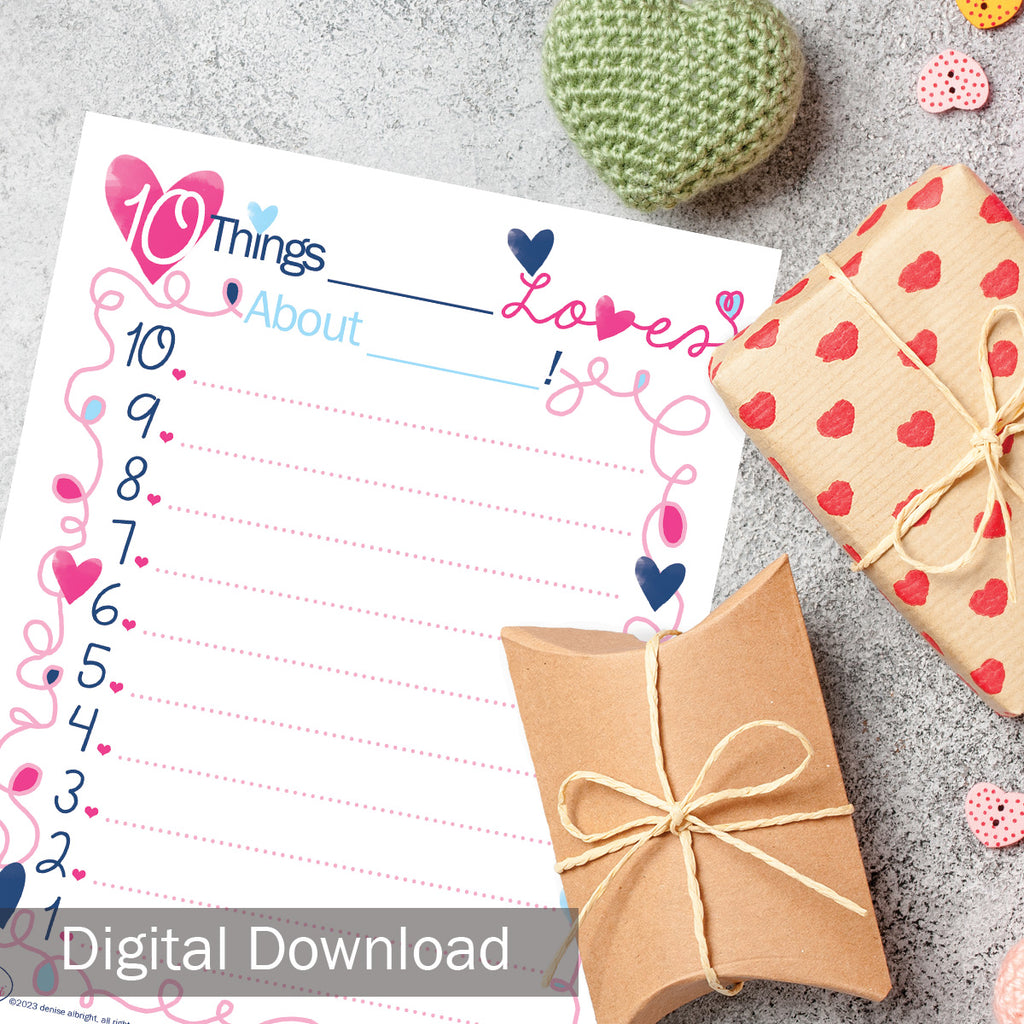 FREE Digital Download | 10 Things ____ Loves About ____ List | Valentine's Day | Print-ready, Delivered Instantly