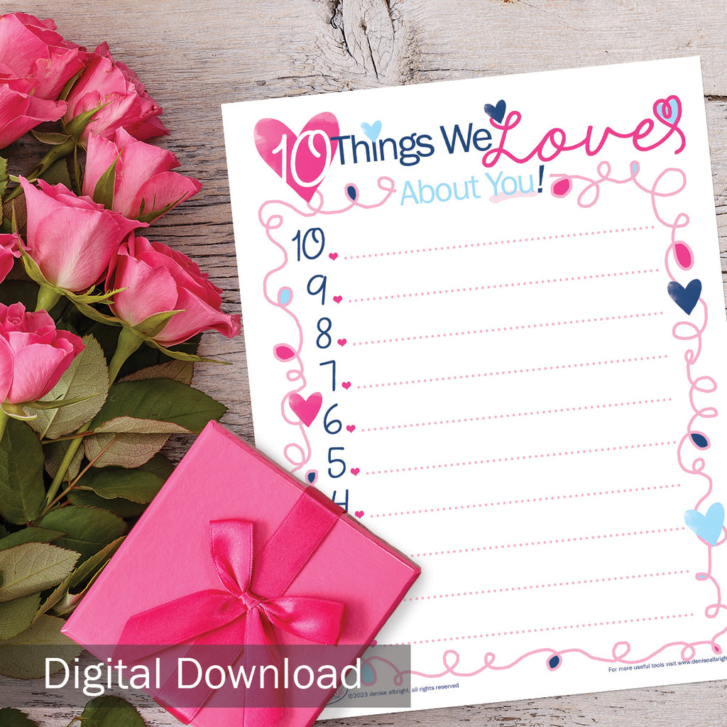 FREE Digital Download | 10 Things We Love About You List | Valentine's Day | Print-ready, Delivered Instantly
